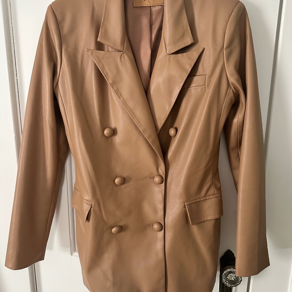 Anthropologie Faux Leather blazer Small